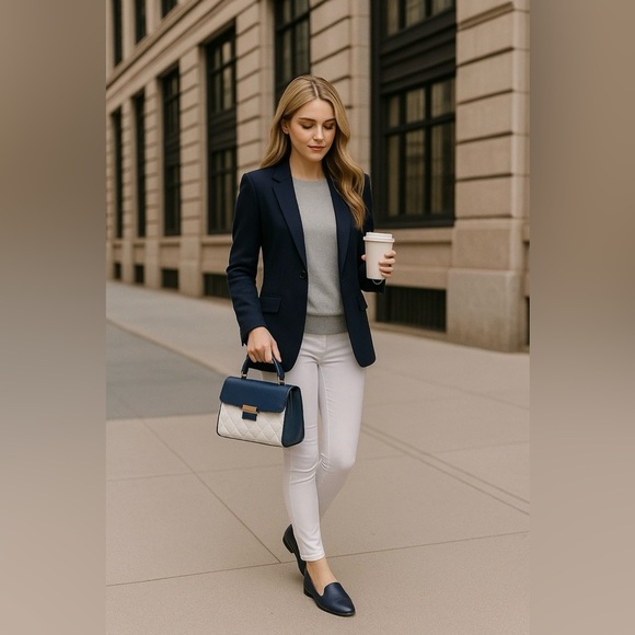 Naturalizer Emiline Flats Inky Navy Leather Loafers Size 7M | New With Box - Picture 2 of 13